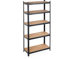 stellingkast - 875 kg - staal - 180 x 90 x 40 cm - 5 etages - kelder - steeksystem - zwart