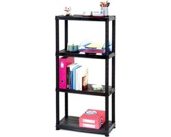 stellingkast, Kunststof Opbergrek 4-Lagen – Zwart – 60x30x138 cm – TÜV Gecertificeerd – Sfree Stellingkast voor Woonkamer, Badkamer, Keuken of Garag