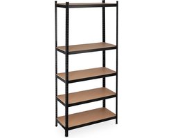 stellingkast metaal - 1325 kg - 220 x 100 x 45 cm - 5 etages - steekverbinding - kelder - zwart