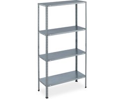stellingkast metaal - 145 x 75,5 x 30 cm - 4 etages - tot 160 kg - verzinkt - zilver