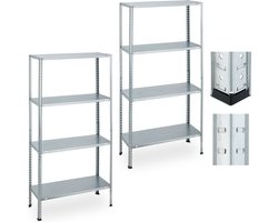 stellingkast set van 2 - 160 kg - 147,5x75,5x30,5 cm - verzinkt staal - berging - zilver