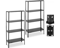 stellingkast set van 2 - 160 kg - 147,5x75,5x30,5 cm - voor schuur en voorraadkast - zwart