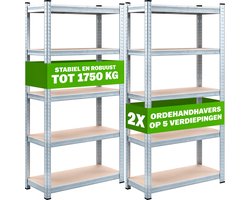 Stellingkast Set van 2 - 180x90x40cm Metaal MDF 1750kg – Zilver