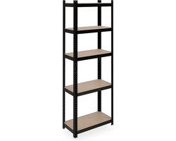 stellingkast - tot 500 kg - 180x60x30 cm - 5 planken - kelder - met steeksysteem - zwart