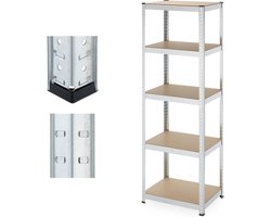 Stellingkast verzinkt staal 180x60x45 cm - opbergrek voor kelder of garage - 500 kg - zilver opbergrek