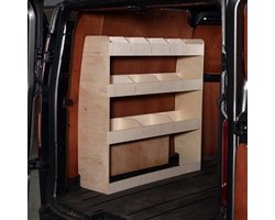 Stellingkast voor bedrijfswageninrichting - Opslag voor bestelbus - Gereedschap organiseren - Modulair - Voor passagierszijde - 120 cm breed - Houtkleur