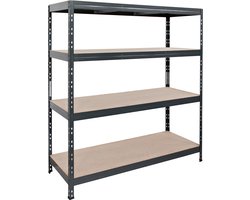 Stellingkast zwart 180x180x60cm (HxBxD) opbergrek, stelling, metaal - 3 stuks