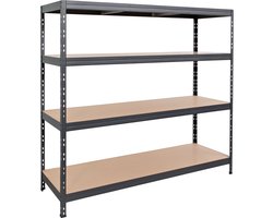 Stellingkast zwart 180x210x60cm (HxBxD) opbergrek, stelling, metaal - 3 stuks