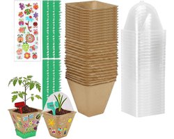 STEM Tuinset Kinderen - Groeiset Bloempot - Natuur Leren - Praktisch Experimenteren - 30 Potten - Multicolor