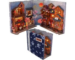 Stemap® DIY Japanse Book Nook | Houten Modelboek | Boekensteun | Met LED Licht | Miniatuur Poppenhuis | Houten Modelbouw