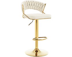 Stemily Barkruk - Fluweel - 360° Draaibaar - In Hoogte Verstelbaar: 61,5 tot 82,5 cm - 150KG Draagkracht - 46,5×48×98cm