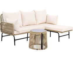 Stemily Loungeset Tuinmeubels - Handgeweven - Lichtbestendig - Waterdicht - Touw & RVS - 187 cm x 124 cm x 80 cm