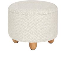 Stemily Poef - Bijzettafel - Voetenbank - Met Opbergruimte - Incl. Houten Dienblad aan Binnenkant - tot 300KG - Ø39x33cm