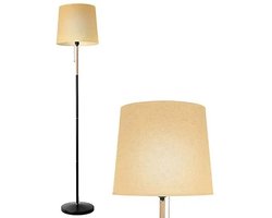 Stemily Vloerlamp - Metalen Standaard - Beige Linnen Kap - E27 - Ideaal voor ruimtes van 10 – 15 m² - Ø30 cm x 170 cm