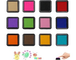 stempelkussen, 15 stuks, doe-het-zelf stempelkussens, vingerafdrukken, niet giftig, afwasbaar, stempelverf, kleurrijk, voor papier, handwerk, stof, schilderen, doe-het-zelf 【Leuch