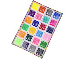 Stempelkussen-set, 24 kleuren stempelinkt voor vingerafdrukken, niet-giftig en afwasbaar, stempelkussen voor papier, handwerk, stof, schilderen, DIY, leuk (24 kleuren)