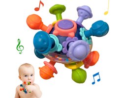 Stena 3 in 1 Rammelaar + Bijtring + Grijpbal - Blauw - Baby Speelgoed 0 Jaar - Cadeau - Sensorisch Speelgoed - Jongen - Meisje