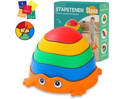 Stena Stapstenen (Kikker) + Zandzakjes + Kleurenrad - Stapelstenen - Rivierstenen - Voor Kinderen - Stepping Stones - Balansstenen - Balansspeelgoed - Heuveltoppen - Educatief/Montessori Speelgoed - Evenwicht