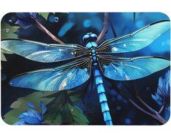 Stenen badmat kunst blauwe libelle diatomeeënaarde douchemat antislip super absorberende badmatten voor badkamer wasbare douchemat badkamer vloermat, gemakkelijk schoon te maken 59,9 cm x 39,9