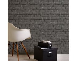 STENEN BEHANG | Industrieel - donker grijs - A.S. Création Metropolitan Stories
