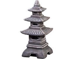 Stenen Pagode Lantaarn - Japanse Tuinlamp - Buiten Decoratie - Vorstbestendig Gegoten Steen - 46 cm Hoog - Antiek Meerkleurig