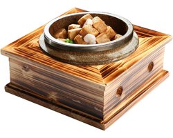 Stenen Potstandaard - Houten Keukentafel - Keuken Organiseren - Dubbel Geïsoleerd - Heavy Duty - Bruin