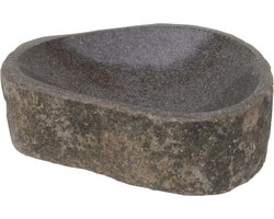 Stenen Schaal - Decoratieve Kom - Vogelbad Tuin - Uniek Handgemaakt - 25 cm Ovaal - Natuursteen Grijs