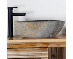 Stenen wastafel – riviersteen Waskom – Steen – Voor badkamer en toilet – Ø 40-45