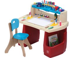 Step2 Deluxe Art Master Bureau met stoel voor kinderen - Creatieve Kinder Werkplek - Kinderbureau met Verlichting - Creativiteitstafel met opbergruimte - Activiteitentafel