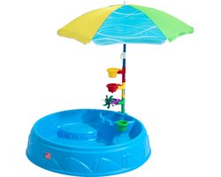 Step2 Play & Shade Pool kinder Zwembad met Parasol in Blauw - Zwembadje - Peuterbadje - Pierenbadje van kunststof 95x19cm - Ook te gebruiken als zandbak