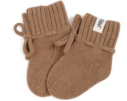 Steppies - Babyslofjes newborn - 100% Merino wol – bruin - slofjes voor je baby, dreumes en peuter voor jongens en meisjes - 0-3 Maanden (9,5cm) - schoenmaat 16-17
