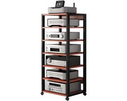 Stereo Kast - Audio Meubel - Apparatuur Opbergen - Zeven Laags Ontwerp - 30kg Draagvermogen - Rood