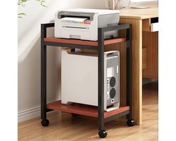 Stereo Racks - Media Kast - Audio Opslag - Verrijdbaar Met Wielen - 2-Laags - Rood Walnoot