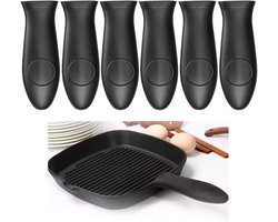Sterk Silicone Panhouder - Pan Handvat Cover - Keukengerei - Handvatbeschermer - Potdeksel Greep - Siliconen Panhandvat - Hittebestendige - Antislip - Voorkomt Dat Je Handen Verbranden - Voor Braadpannen Gietijzer, Braadpannen Van Metaal - 6 Stuks
