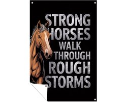 Sterke paarden en inspiratie - Motivatie buitenposter - Tuinmuurdecoratie paard - Digital Art - Tuinaccessoires - Tuindecoratie wanddecoratie - tuinposter 60x90 cm