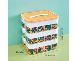 Sterke Stapelbare Opbergbox - 3 lagen - Met onderverdelingen - Opbergdoos bouwstenen o.a. Lego - Speelgoedbox - Stapelbare Opbergdozen - Opberger - Sorteerdozen - Handgreep - Speelgoed Opbergbox - Stapelbaar - Speelgoeddoos - Speelgoedbox - Vakjes