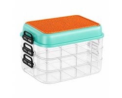 Sterke Stapelbare Opbergbox - 4 lagen - Met bouwplaat - Met onderverdelingen - Opbergdoos bouwstenen o.a. Lego - Opbergbox met bouwplaat - Speelgoedbox - Opberger - Sorteerdozen - Speelgoed Opbergbox - Stapelbaar - Speelgoeddoos - Vakjes