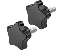 Sterknop M8 x 20mm - 2 Stuks - Klemschroef voor Parasolvoet & Statief - Stervormig - Zwart
