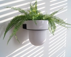 STERKSTAEL Flora S Eco Pot Marble Grey - bloempothouder - kleur houder zwart - kleur pot marmer grijs - inclusief bloempot ø12cm - poedercoating - staal