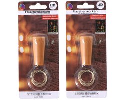Stern Fabrik flesverlichting kurk - 2x - lichtsnoer - gekleurd -LED - 80 cm- bottle lights