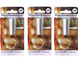 Stern Fabrik flesverlichting kurk - 3x - lichtsnoer - zilver - LED - 80 cm - bottle lights