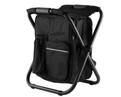 Stervia 3 in 1 Koelrugzak - Koelrugtas - Uitklapbare Stoel - Koeltas - Kampeerstoel - Visstoel - Draagvermogen 150 KG - Zwart - 36 x 29 x 43 cm