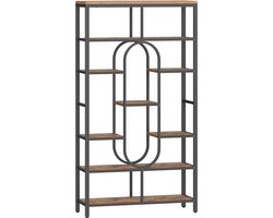 Stervia Boekenkast 7 Laags - Opbergrek - Stellingkast - Kamerverdeler Kast - Draagvermogen 120 Kg - Zwart/Bruin -30 x 100 x 180 cm