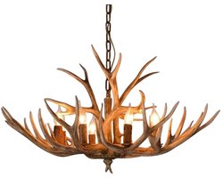Stervia Hanglamp Eetkamer - Lamp Gewei - Kroonluchter - Hanglamp Woonkamer - Plafondlamp - Vintage - Bruin - 66 x 45 cm