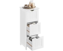 Stervia Organizer Kastje - Met Lades - Smalle Kast - Smalle Opbergkast - Badkamerkast - Wit - 32 x 30 x 81 cm (d x b x h)