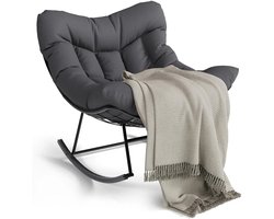 Stervia Schommelstoel - Ei Stoel - Egg Chair - Relaxfauteuil - Fauteuil - Loungestoel - Buiten En Binnen - Zwart - 101x96x86 cm