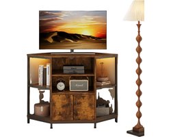 Stervia TV Meubel - TV Kastje - Onderkast - Met LED Verlichting - Handig Voor In De Hoek - Zwart/Bruin - 105 × 50 × 79 cm