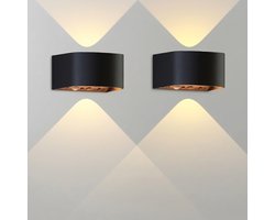 Stervia Wandlamp - 2 Stuks - Rond - LED - Met Sensor - 5 Niveaus Licht - Oplaadbaar - Zwart - 10 x 8,71 x 5,5 cm
