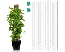 Steunset Geschikt voor Monstera-planten, 4-delige set, 60 cm lange mosstokken, mosstokken Geschikt voor planten, klimhulpmiddelen Geschikt voor kamerplanten, uitschuifbare doe-het-zelf mosstokken Geschikt voor Monstera, wit.