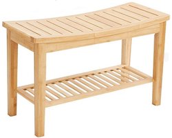Stevig Badkamerbankje - Handig Als Badkamerkruk - Bamboe Hout